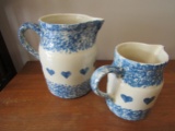 Lot of 2, Spongeware Pitchers, Roseville, Ohio