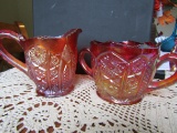 Vintage Carnival Glass Cream and Sugar Set