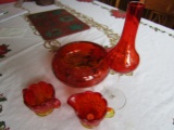 Lot of 4 Vintage Bowl, Creamer Sugar Vase Set