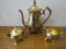 EP Brass Teapot with Creamer and Sugar