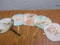 Lot of 5 Silk Screen Asian Fans