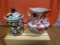 Lot of 2 Ceramic Asian Design Signed Cup