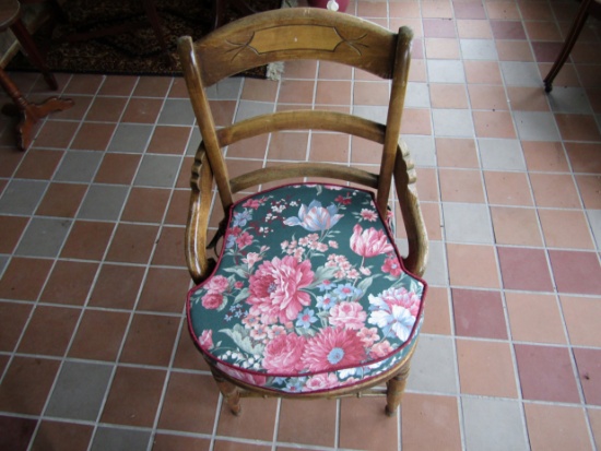 Vintage Wood Chair, Cained Seat