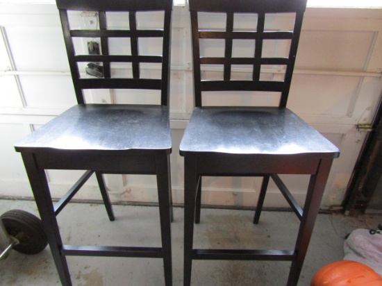 Lot of 2 Bar Chairs, Wood Black