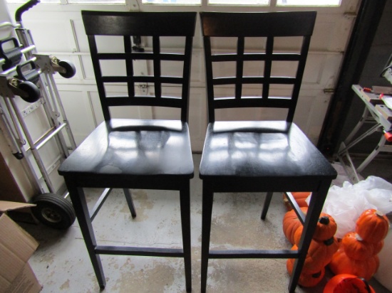 Lot of 2 Bar Chairs, Wood Black