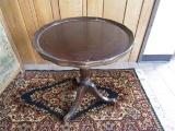 Vintage Round End Table, Lamp Stand, Wood