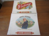 Lot of 2 Tobacco Box Labels, John Adams, Victory