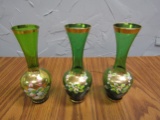 Lot of 3 Hand Painted Vintage Vases