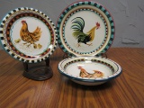 Lot of 3 Bob Mackie Designer Rooster Set