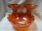 Lot of 3 Orange Carnival Glass and Orange Glass Bowl