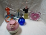 Lot of 6 Perfume Bottles and Decorative Glass