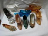 Lot of 9 Mini Decorative Shoes, Glass