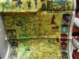 Vintage Lancaster Linen Map, Ireland, Irish Cabin Linens