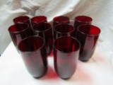 Lot of 10 Vintage Red Drinking Glasses