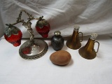 Lot of 4 Salt and Pepper Shakers, Silver Plated, Wood Egg