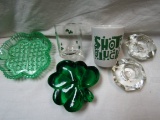 Vintage Lot of 5 Shamrock Glass Items