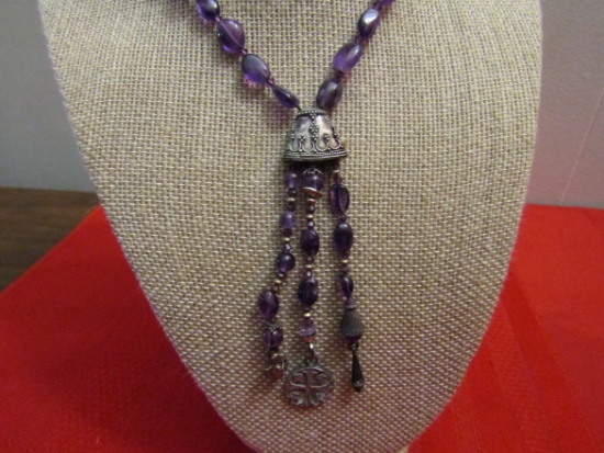 Antique/Vintage One of a Kind Silver and Amethyst Necklace