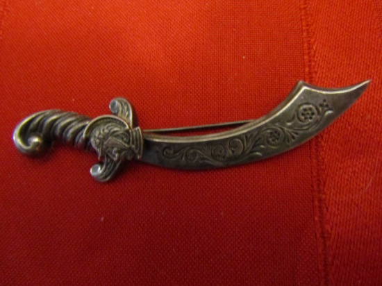 Antique Sterling Roman Soldier Sword Brooch