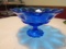 Cobalt Blue Pedestal Thrumbprint Fruit Bowl