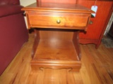Vintage Wood Night Stand with Drawer