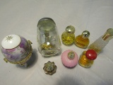 Lot of 8 Vintage Perfume Bottles and Porcelain Egg