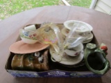 Mixed Lot of Glass Ware, Basket, Saucers