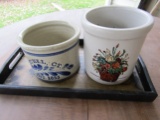 Lot of 3 Crocks and Serving Tray