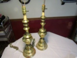 Lot of 2 Vintage Lamps, Brass Tone