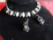 Vintage Rhinestone Navette Necklace and Earrings