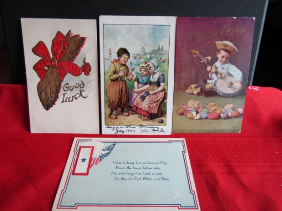 Vintage/Antiques Lot of 4 Postcards, Signed