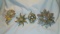 Retro Lot of 4 Gold Tone and Clear Rhinestone  Brooches