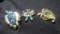 Lot of 3 Peacock Colored Brooches