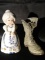 2 pc. Jasco Porcelain Dutch Grandma Bell and Lace up Boot Figure