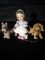 3 pc. Porcelain Dutch Girl and 2 Ceramic Small Dog Figures