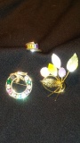 3 pc. Multi-colored Ring and Brooches