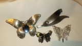 Lot of 4 Butterfly Brooches
