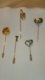 Lot of 5 Vintage Dress Multi-themed Stick Pins