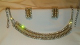 3 pc. Art Deco Rhinestone Necklace and Earrings Set