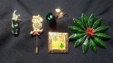 5 Lot Seasonal, Golf, Gold, and Green Brooches and Pin