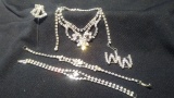 5 piece Art Deco Necklace, Bracelets, Pin, and Brooch Set