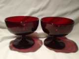 2 pc. Royal Ruby Red Anchor Hocking Dessert Cups