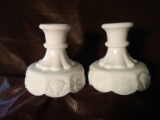 2 set Westmoreland Co. Milk Glass Candlestick Holders