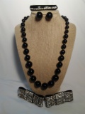 6 pc Set Black Vintage Jewelry