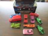Lot of 11 Cars and Trucks, Road Champ Police Car