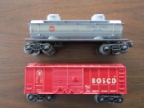 Lot of 2 Lionel 6465 Gulf Tank Car & BOSCO PRR Boxcar 6014, No Box