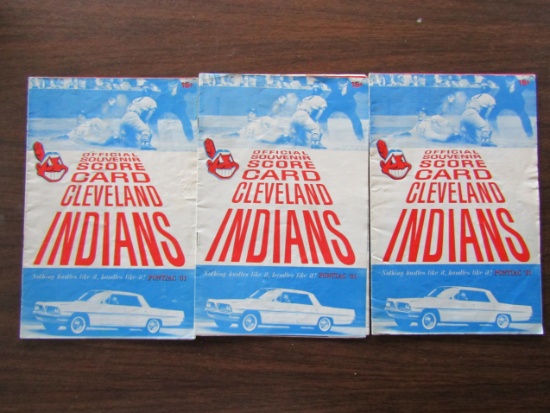 Lot of 3, 1961 Indians Official Souvenir Scorecard, in Good Condition