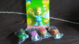 4 Piece Lot Kelloggs Promo Trucks, Bendable Bart Simpson Figure