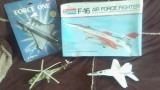 4 Piece Aircraft Lot 3 Die-cast and 1 Plastic Model Kit