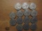Lot of 14 Silver Nickels, 1940 - 1960