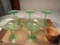 Lot of 6 Green Stem Glasses, Wood Cup/Dish